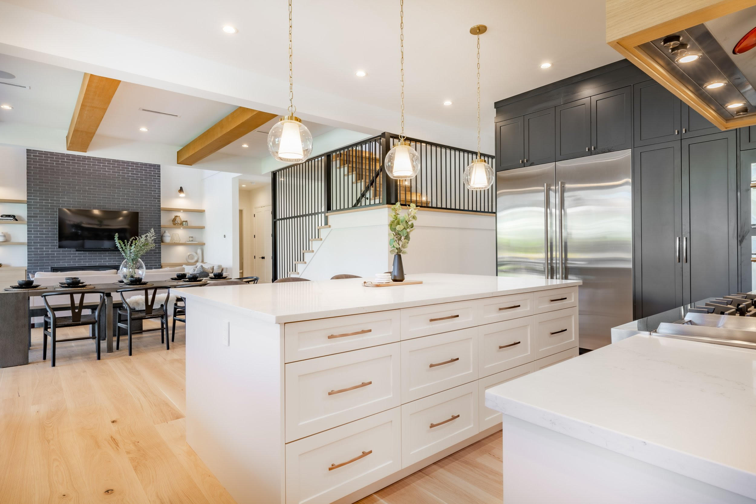 Interior modern and contemporary kitchen with farmhouse style and ocean view